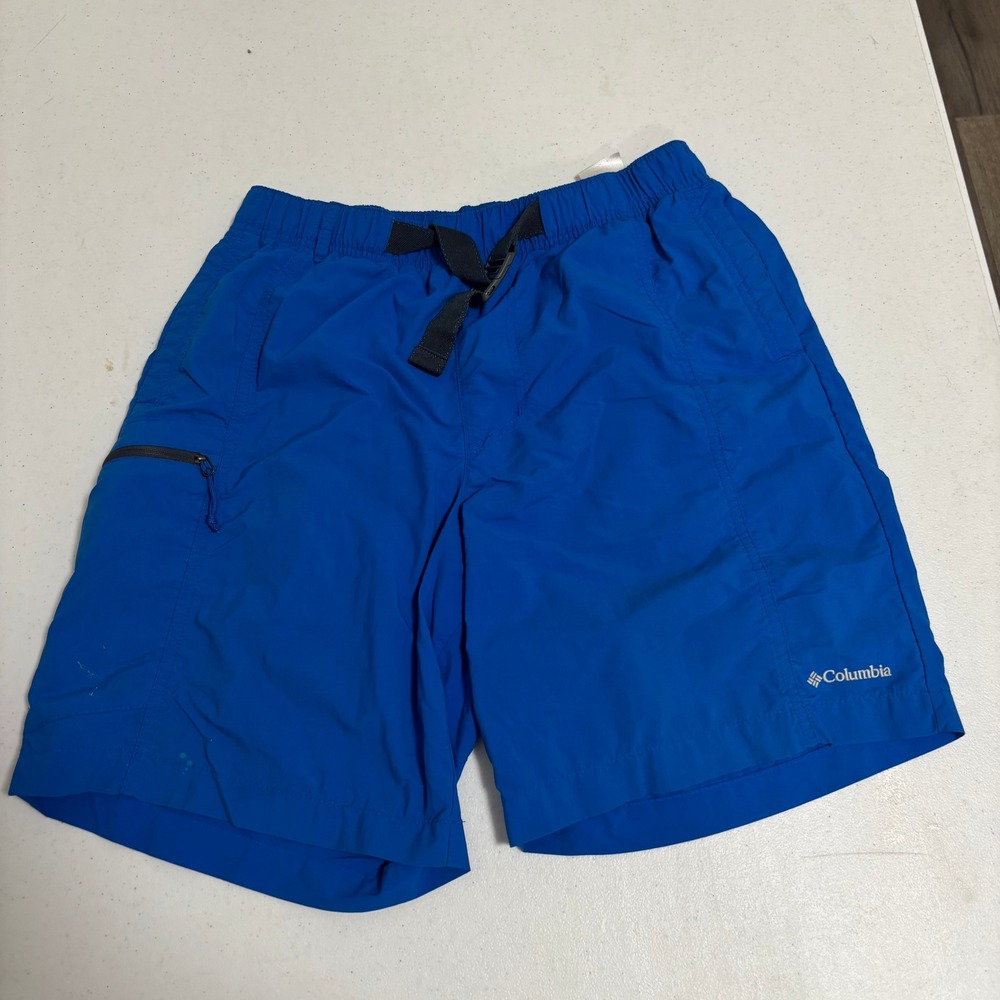 Columbia Mens Royal Blue Hiking Shorts Integrated Belt Cargo Pocket Size M